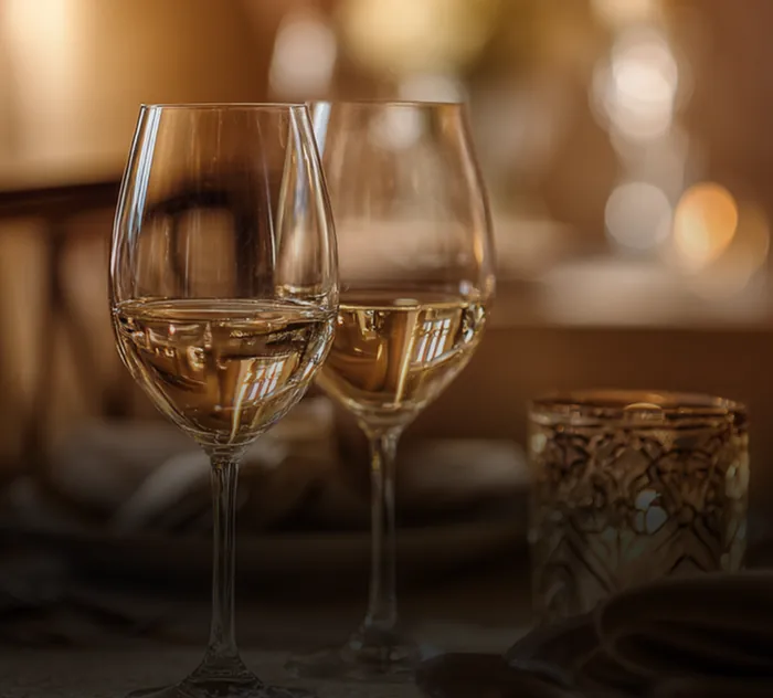 Wine glasses on the table